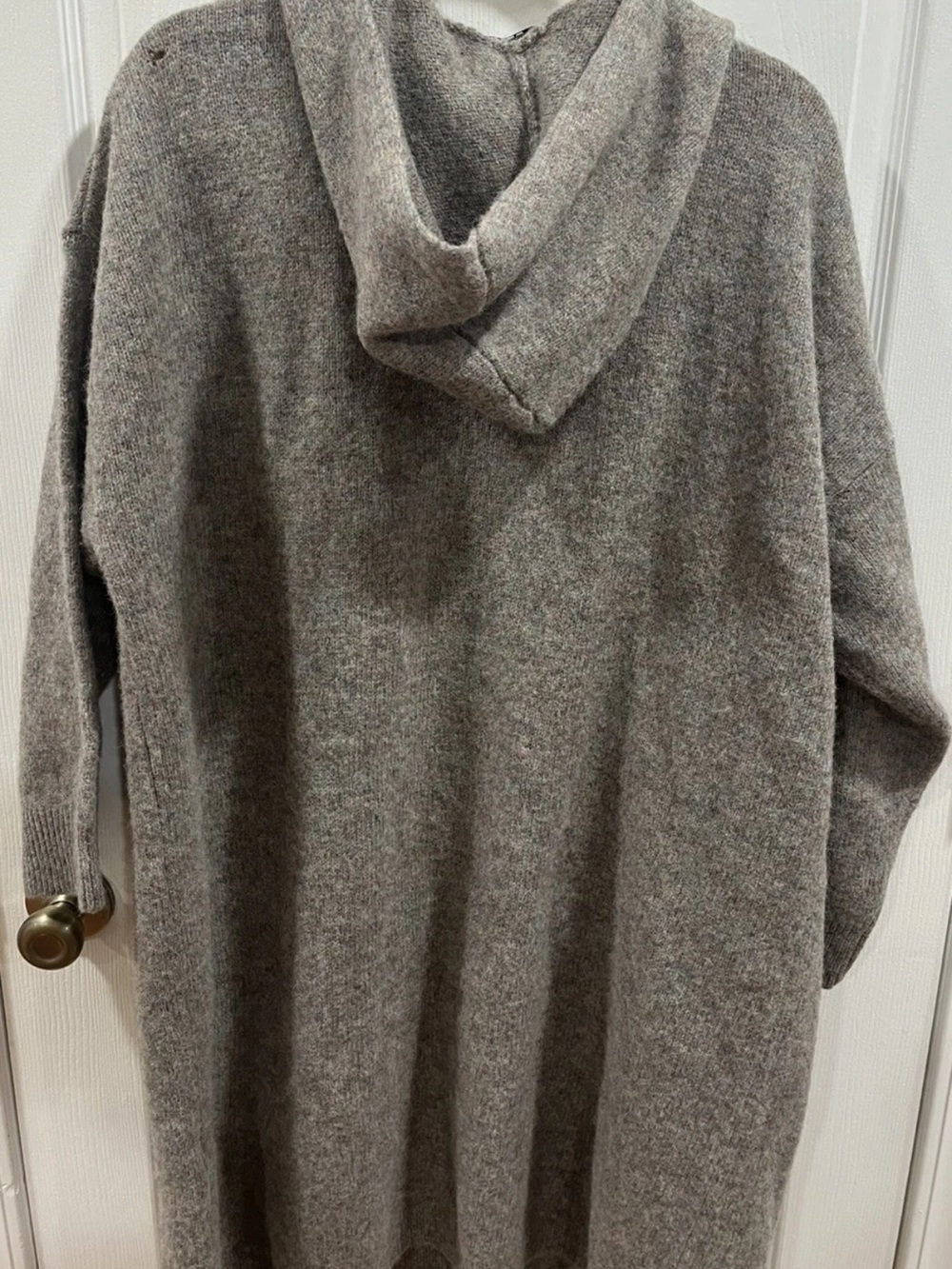 NWT Uniqlo Melange Wool Hooded Knit Coat Cardigan Sweater L Brown 100% Wool - Picture 3 of 5